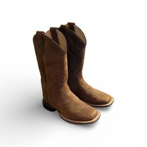 Old West Tan Leather Cowboy Boots